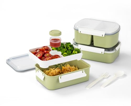 Lille Home 3800ml Lunch Sandwich Boxes, 3-Pack Large Salad Bento Box, Salad Food Storage Containers, Packed Lunch Box, Microwavable Lunch Box for Lunches, Snacks
