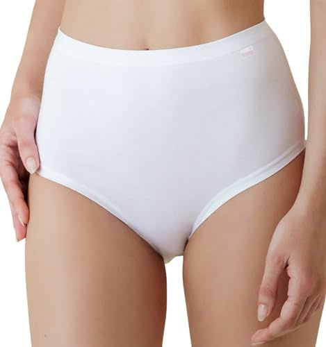 Intimitaly (Pacco da 6) Mutande da Donna in Cotone Vita Alta - Slip Donna Cotone Colori Nero o Bianche - Culotte da Donna - Intimo Traspirante e Confortevole IR5091 (L, Bianco)