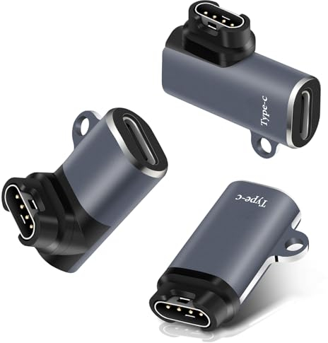 AXFEE 3 st USB C till G-Armin-adapter, 90 graders typ C-uttag G-Armin laddningsadapter dataöverföring, laddningskabel klockadapter, för G-Armin Watch Fenix 5 6 6S, Forerunner 45, Approach S60, EPIX 2,