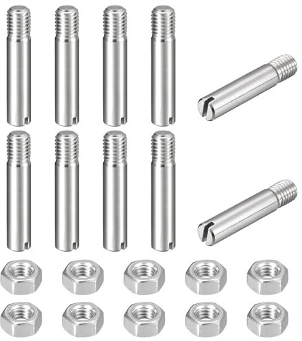 sourcing map 10 perni cilindrici con intaglio, M10 x 50 mm, in acciaio inossidabile 304, con filettatura esterna, viti con scanalatura con dado per installazione di mobili per armadi (GB878)