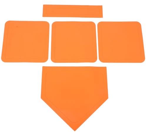 ROMISBABA Tapis De Lancer De Softball Bases De Baseball en Caoutchouc Étanches Lot De 5 Pièces Orange pour Entraînement Terrain Softball Et Baseball