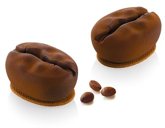 silikomart Stampo in Silicone Caffè 110 Accessori Professionali per Cucina e Pasticceria con Cutter ABS, 8 Cavità da 110 ml, Forma Chicco di Caffè