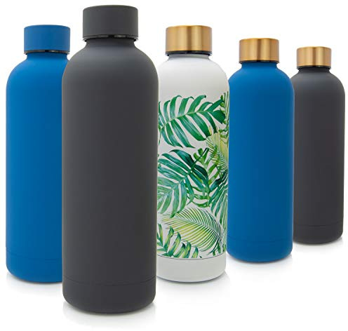 T&N Botella de agua de acero inoxidable de 500 ml – Termo para oficina para té y café – Botella de agua a prueba de fugas para bebidas carbonatadas – Termo de viaje – Botella de agua con burbujas