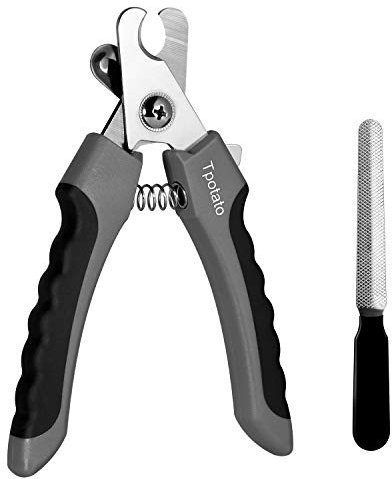 Edelstahl Krallenschere für Hunde und Katzen mit Sicherheitsschutz–Profi Hundekrallen Schneider&Nagelknipser für alle Rassen (klein, mittelgroß, groß) Inkl.Krallenfeile, vermeidet Überschneiden