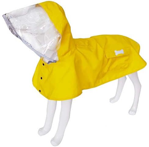 Waterproof Dog Raincoat, Adjustable Reflective Lightweight Pet Rain Clothes with Poncho Hood (Yellow, Small)