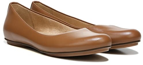 Naturalizer Maxwell Womens Leather Flat Walking Shoes for All-Day Comfort Wide Fit English Tea UK 7