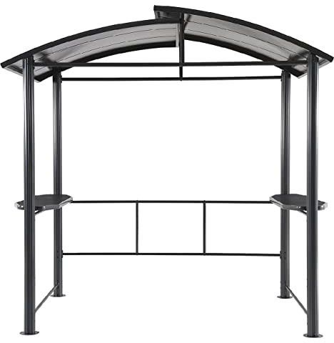 Tarrington House Gartenpavillon Anniston mit Ablageflächen, Aluminium/Stahl, ideal zum Grillen, Stabil, Wasserdicht, Winterfest, UV-Schutz, Dunklegrau