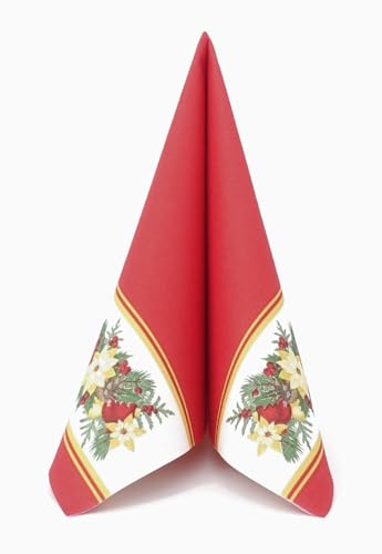 APARTina 50 Servietten Weihnachten 40x40 stoffähnlich - GIRLANDE, Weihnachtsservietten perfekt für Weihnachtsfeiern oder Adventsfeste, Serviette hochwertig (Rot)
