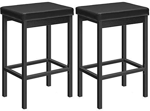 HOOBRO Barhocker 2er-Set, Barstuhl für die Küche, Küchenhocker 5 cm gut gepolsterte Sitzfläche, 63 cm hoch, einfache Montage, für Küche, Restaurant, Cafeteria, Theke, Schwarz EBB21BY01