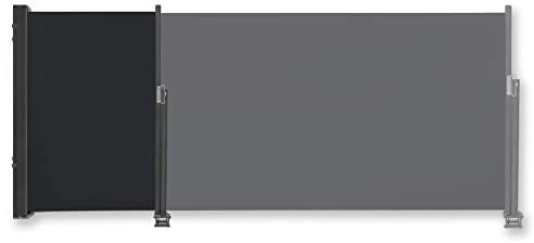 SUBTLETY 140x300cm Store Mural Latéral Rétractable pour Jardin Auvent en Polyester de 180g/m² Protection Solaire Mobile Pare-Vent écran de Confidentialité pour Balcon Terrasse Patio (Gris Foncé)