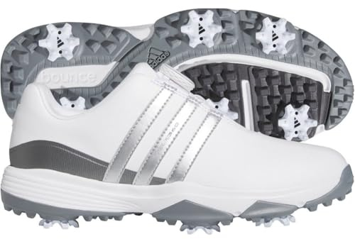 adidas Tour360 24 Boa - Zapatos de golf unisex para niños, Calzado blanco/plateado metálico/hierro metálico, 1.5 US Little Kid