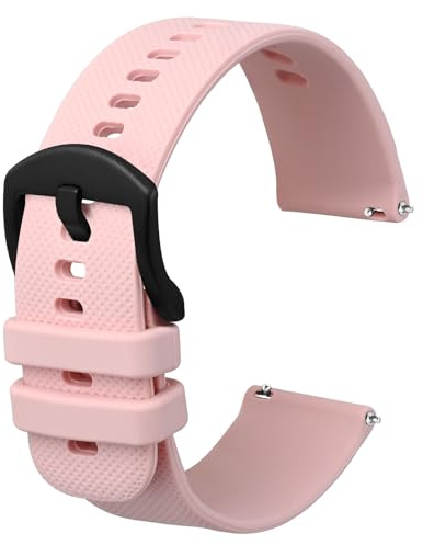 Anbeer Silikonarmband för dam herr, 20 mm snabbutlösande gummiklockor, rosa