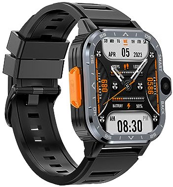 Rainbuvvy 4G LTE Montre intelligente IPS de 5,2 cm avec grand écran SP9832E 4 Go + 64 Go 8,0 MP double caméra Android 8.1 Smartwatch USB Transfert de fichiers WiFi GPS Montre de fitness pour homme