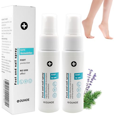Lot de 2 sprays pour ongles et pieds - Traitement rapide et intensif des champignons des ongles - Traitement rapide et intensif des pieds
