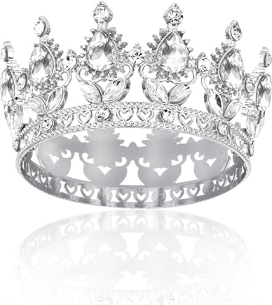 BAHABY Silver Crown Cake Topper Happy Birthday Cake Toppers Wedding Cake Toppers Mini Crowns for Flower Bouquets Party Decorations