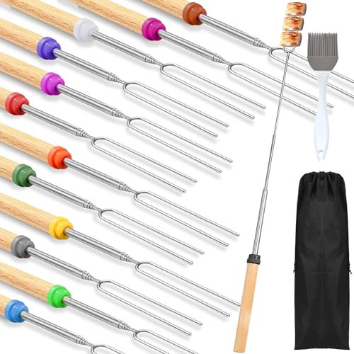 12 Pièces Fourchettes Marshmallow Brochette 31cm à 81cm, Brochettes Télescopiques en Acier Inoxydable Brochettes pour Barbecue, pour Barbecue, Feu de Camp, Pique-nique, Cheminée (12 Pièces)