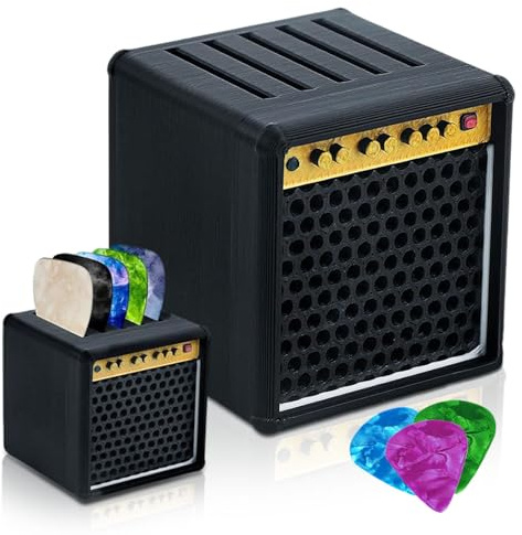 TELAOBAN Boîte De Rangement pour Médiators, Conteneur pour médiators de Style Haut Parleur, Imprimé en 3D Mini Accessoire Guitare, Mini Support pour Médiators D'ampli, pour Guitariste, Musiciens