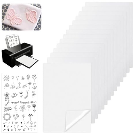14 unidades de fieltro de bordar, soluble en agua, autoadhesivo, A4 (29,7 x 21 cm), papel de bordado para plantillas de bordado, papel de bordado, pegatinas para impresión, pintado a mano, bordado