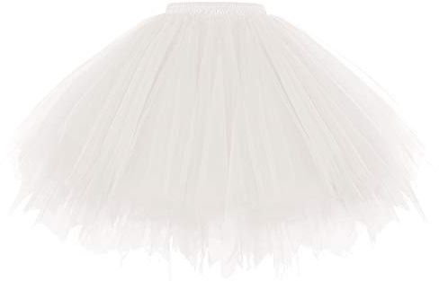Gardenwed tütü weiß Petticoat Tutu kurz Damenrock Tüllrock weiß Karneval Kostüm Rockabilly Kleider 50s Retro Tutu weiß Damen Röcke Ballet Tanzkleid White S
