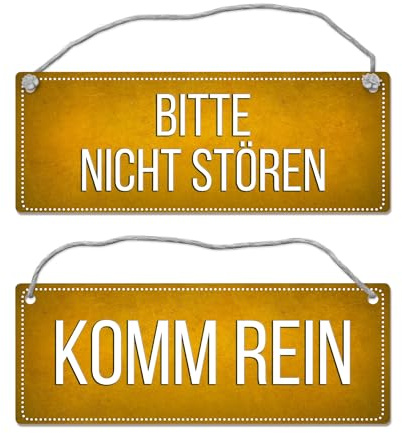 Gelbes Bitte nicht stören - Komm rein Wendeschild mit Kordel
