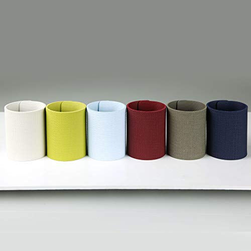Dag Style - Set 6 Portatovaglioli Anello Colori Assortiti Eco Juta Colori Celeste, Ghiaccio, Verde, Blu, Bordeaux, Grigio