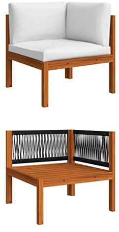 vidaXL Garten-Ecksofa mit Kissen Holz Akazie & Seil