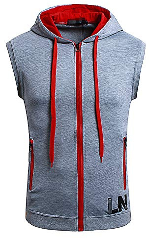 WAQD Herren Mit Kapuze Weste T-Shirt Kapuzenpullover Herren Tank Tops Ärmelloses Einfarbiges Hoodie Cardigan mit Reißverschluss Pullover T-Shirt Bequem Slim Fit Fitness Kapuzenweste