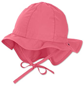 Sterntaler Sonnenhut - Mädchen Sommerhut - UV-Schutz 50+ Mütze mit breiter Krempe und Größenregulierung - Nackenschutz - Bindebänder - Baby Kinder Kopfbedeckung aus Popeline (Bio) - koralle, Größe 51