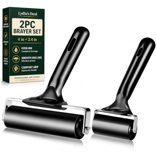 Lydia's Deal 2-pack gummiroller för hantverk, 4 och 5 cm tryckning Brayer Roller Ink Roller Tool för målning, tryck, lim och stämpling