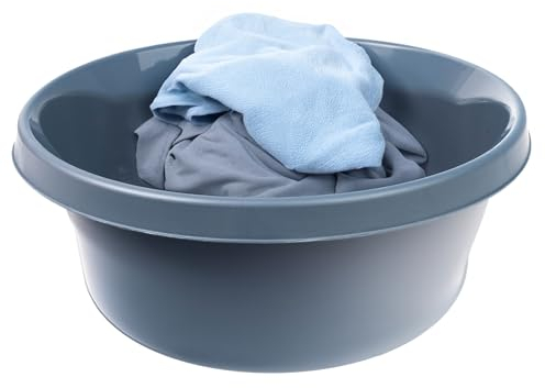 KADAX Matte Plastikwaschschüssel, Kunststoffschüssel, Runde Spülschüssel, Robuste Waschschüssel, Haushaltswasserschüssel für Badezimmer, Allzweck-Wanne (Dunkelgrau, 20L)