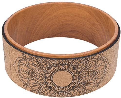 Gavigain Yoga-Rad, PU-Gummi-Yoga-Rad für Wirbelsäulendehnung, verbesserte Flexibilität und Mobilität, Yoga-Fitness-Rad, Bodybuilding-Fitness-Workout (Innenring mit Holzmaserung)