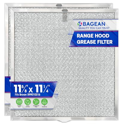 Bagean Stove Hood Vent Filter 11.60” x 11.22” BPQTAF S99010316 Compatible with Broan Range Hood Filter Replacement - Aluminum Mesh Kitchen Overhead Fan Screen - Blocks Grease & Filters Oven Air (2-Pk)