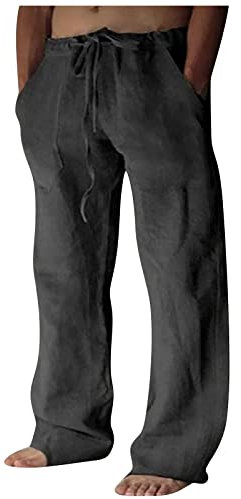 VDDTAGAM Cargohose Herren Weiße Hose Herren Herren Chino Hose Weisse Hose Herren Kleidung Herren Hosen Mit Gummizug Beige Hose Herren Yoga Hose Chino Hose Herren Leinen Hosen Herren He(Black,5XL)