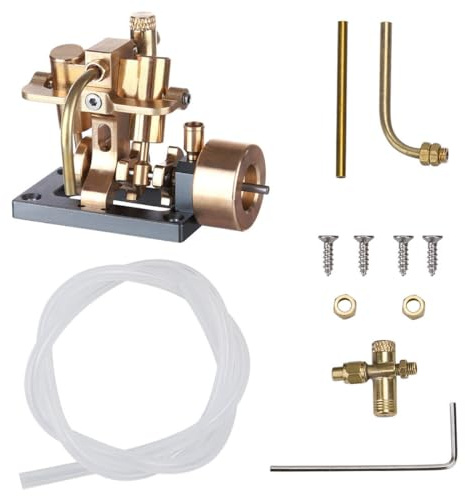 NULA 2 Cylinder Steam Engine Kit, Mini Inline Swing Steam Engine Model for within 40cm Retro Boat Models Science Physical Experiment Toy for Kids Adult - Without Boiler