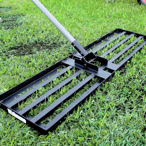 Walensee Lawn Leveling Rake, 213cm 89x25cm Levelawn Tool, Heavy Duty Effort Saving Lawn Level Tool, Stainless Steel Handle Lawn Leveler for Yard Garden Golf Course, Ease Level Soil Sand Dirt Surfaces