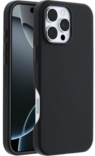 OtterBox Symmetry Series Cactus Leather MagSafe Hülle für iPhone 16 Pro Max, stoßfest, sturzsicher, dünne Schutzhülle, 3X getestet nach Militärstandard, Schwarz