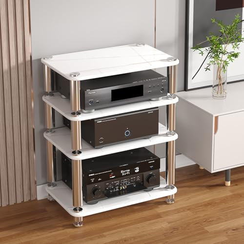 Mediaställ, spelhylla, cd-displayskåp, multifunktionellt och modernt AV-skåp, dvd-hylla, hörn-tv-ställ, projektorhylla, lätt att montera, för boende, spel, inspelningsrum, hemmabio.(Wit,60x40x76cm)