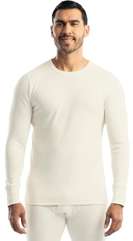 Realtree Men's Heavyweight Cotton Polyester Long Sleeve Thermal Underwear Top, Ivory, XX-Large