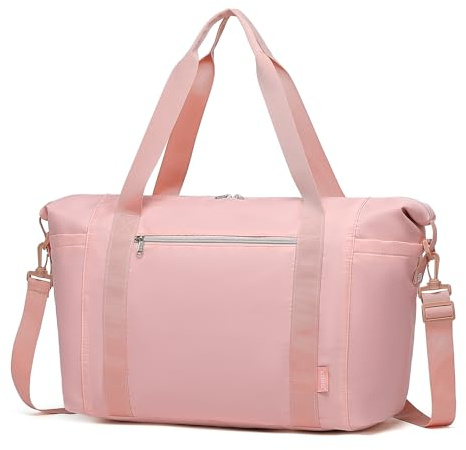 Kono Bolsa de Viaje de 46 x 30 x 20 cm, para Debajo del Asiento, con Bolsillo húmedo, Equipaje de Mano, Bolsa de Fin de Semana, para Mujeres y Hombres (Rosa)