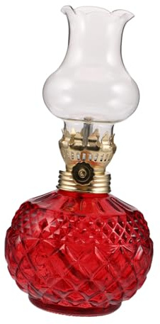 UKCOCO Lámpara De Queroseno Retro con De Vidrio Lámpara De Aceite para Dormitorio con Mecha Ajustable para Uso Interior y Emergencias