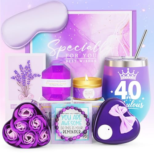 MUJUZE Regalo di anniversario per donna 40 anni, regalo di anniversario per donna 40, confezione regalo, regalo per la migliore amica, fidanzata, sorella, collega