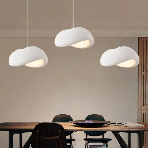 HEYUN Kreativ Wabi Sabi Hänglampa Pendellampa E27 Modern Japansk Stil 3-Ljus Vit Höjdjusterbar Kronljus För Matsal Vardagsrum Matsal Inre Belysning Hemdekoration(Long)