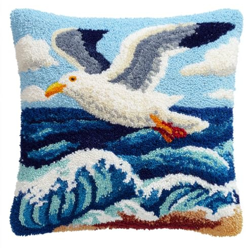 AMBATTERY Kit Cuscino Con Gancio Di Chiusura, Animale Uccello Kit per Cuscini con Chiusura a Gancio Fai Da Te Cuscino Fatto A Mano All'Uncinetto Ricamo,43x43cm
