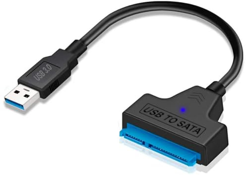 Sh. Cable SATA a USB 3.0, Adaptador USB a SATA 2.5 Convertidor para Discos duros externos e internos SSD HDD de 2,5 pulgadas, Soporta UASP 5Gbps, Compatible con Windows, MacOS, Linux, ChromeOS