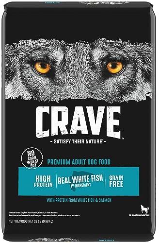 CRAVE Grain Free High Protein Adult Dry Dog Food, White Fish & Salmon, 22 lb. Bag