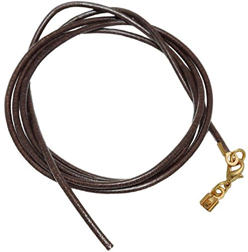 Unbespielt Lederband Braun 1m Lang Kürzbar Karabinerverschluss Goldfarben Kette Collier Halskette