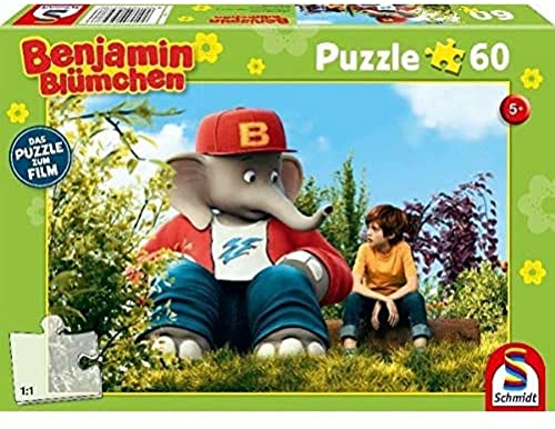 Schmidt Spiele Puzzle 56278 Blümchen, Kinderpuzzle zum Film, Benjamin und Otto, 60 Teile, bunt