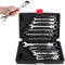 Schraubenschlüssel Set Flexibles Ratschenschlüssel-Set 12 TLG 8-19mm Gabelschlüsselsatz Ringschlüssel Set, Chrom-Vanadium Maulschlüssel Set mit Werkzeugkoffer