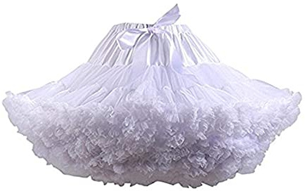 Homipooty Sottogonna da Donna con Elastico in Vita, in Tulle, Sottogonna per Feste, Multistrato, per Cosplay, Lunghezza 40 cm, Vita 56-95 cm, Bianco, 56-100 cm