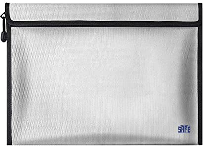 Feuerfeste Dokumententasche: Innen Glasfieber-Material, verschließbar mit Klettverschluß und Reißverschluß